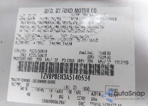 2010 Ford Mustang V6/V6 Premium из США, поврежденный, VIN 1ZVBP8EN3A5140634